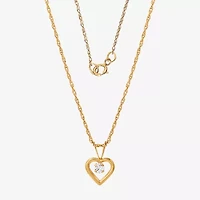 Girls 14K Gold & Cubic Zirconia Heart Pendant Necklace