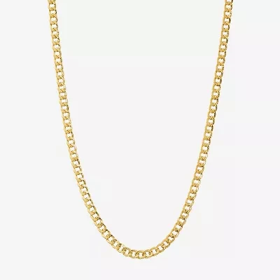 Made in Italy Womens 24K Gold Over Silver 18 Inch Curb Chain Necklace
