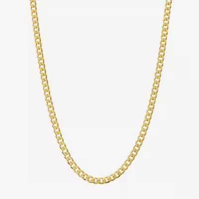 Made in Italy Mens 24K Gold Over Silver 24 Inch Curb Chain Necklace