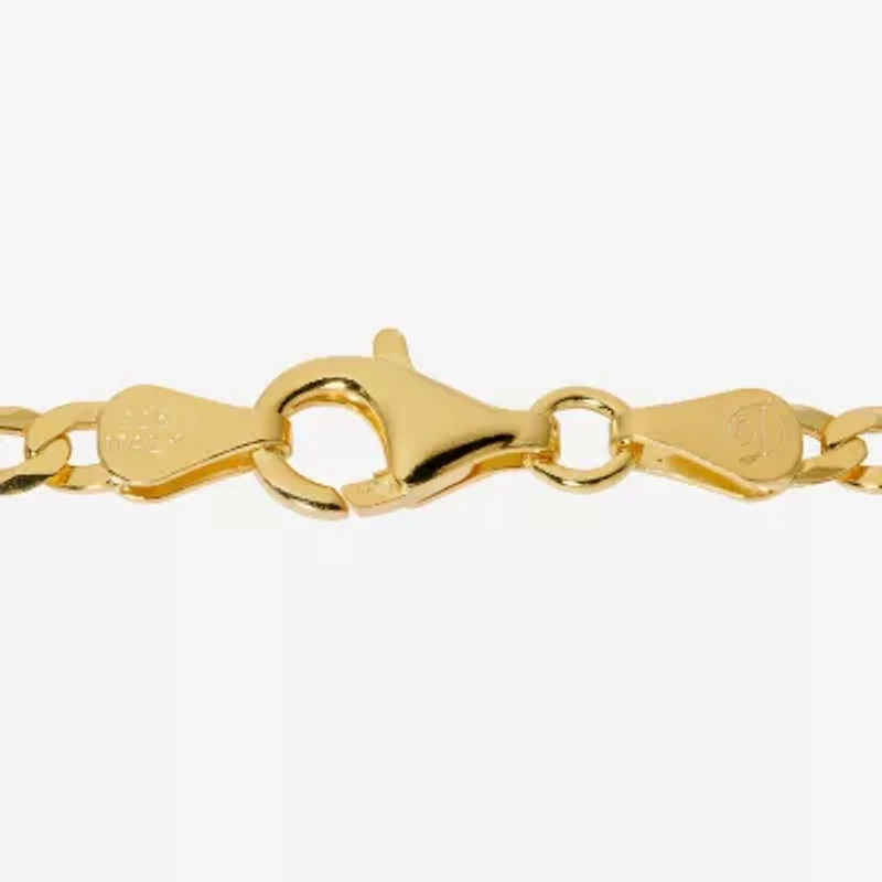 Made in Italy Womens 24K Gold Over Silver 9 Inch Semisolid Figaro Ankle Bracelet
