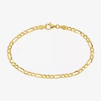 Made in Italy Womens 24K Gold Over Silver 9 Inch Semisolid Figaro Ankle Bracelet