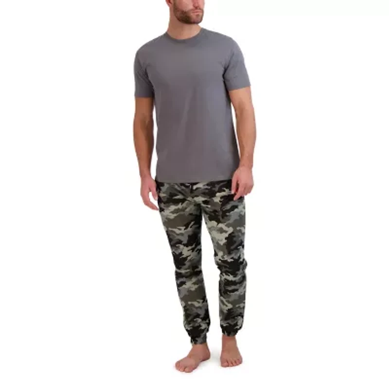 Hanes Mens Crew Neck Short Sleeve 2-pc. Pajama Sets