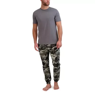 Hanes Mens Crew Neck Short Sleeve 2-pc. Pajama Sets