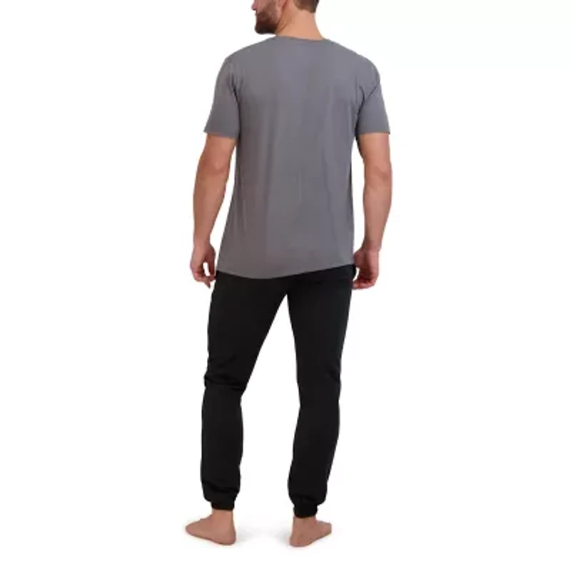 Hanes Mens Crew Neck Short Sleeve 2-pc. Pajama Sets