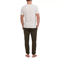 Hanes French Terry Mens Crew Neck Short Sleeve 2-pc. Big Pajama Sets