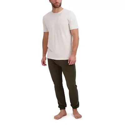 Hanes French Terry Mens Crew Neck Short Sleeve 2-pc. Big Pajama Sets