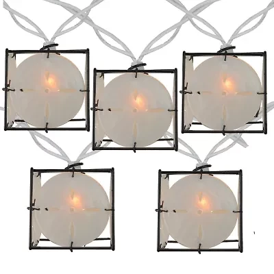 10 Pearlized White and Black Lantern Party Patio Christmas Lights - 7.5 ft White Wire