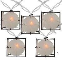 10 Pearlized White and Black Lantern Party Patio Christmas Lights - 7.5 ft White Wire