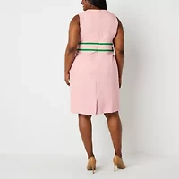 Black Label by Evan-Picone Womens Plus Sleeveless Sheath Dress