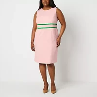 Black Label by Evan-Picone Womens Plus Sleeveless Sheath Dress