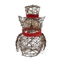 21'' Lighted Glitter Rattan Owl Christmas Outdoor Decoration