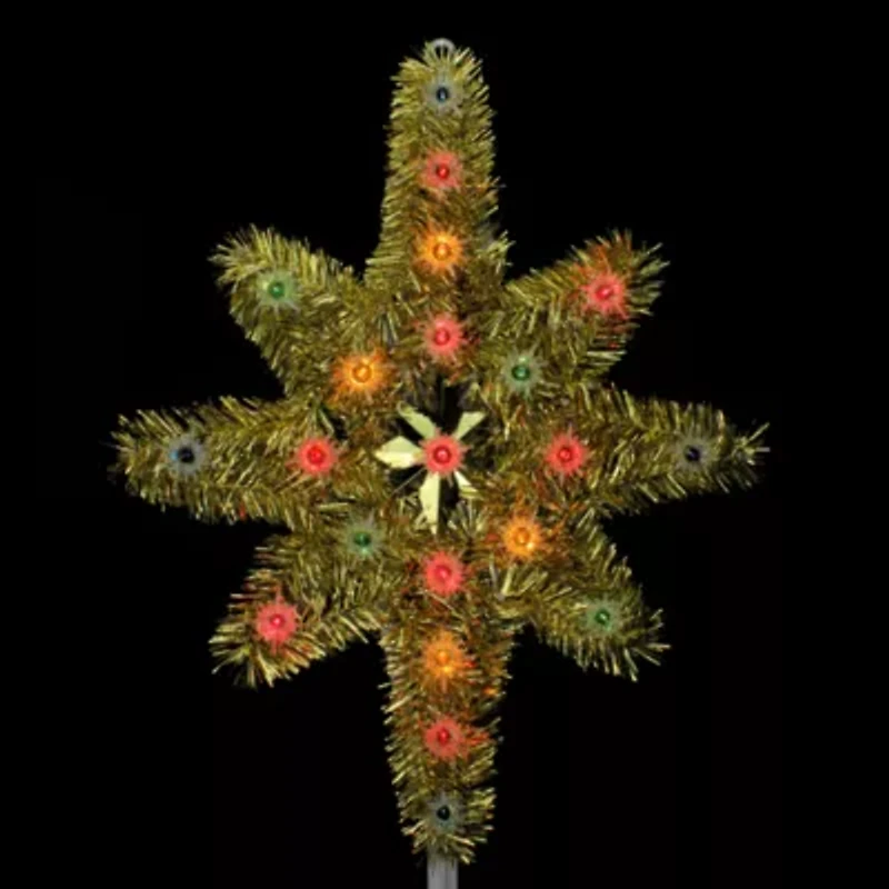 21'' Lighted Gold Star of Bethlehem Christmas Tree Topper - Multi-Color Lights