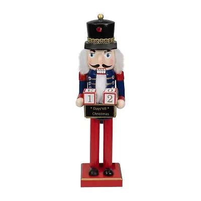 14'' Red and Blue Christmas Nutcracker with Countdown Sign