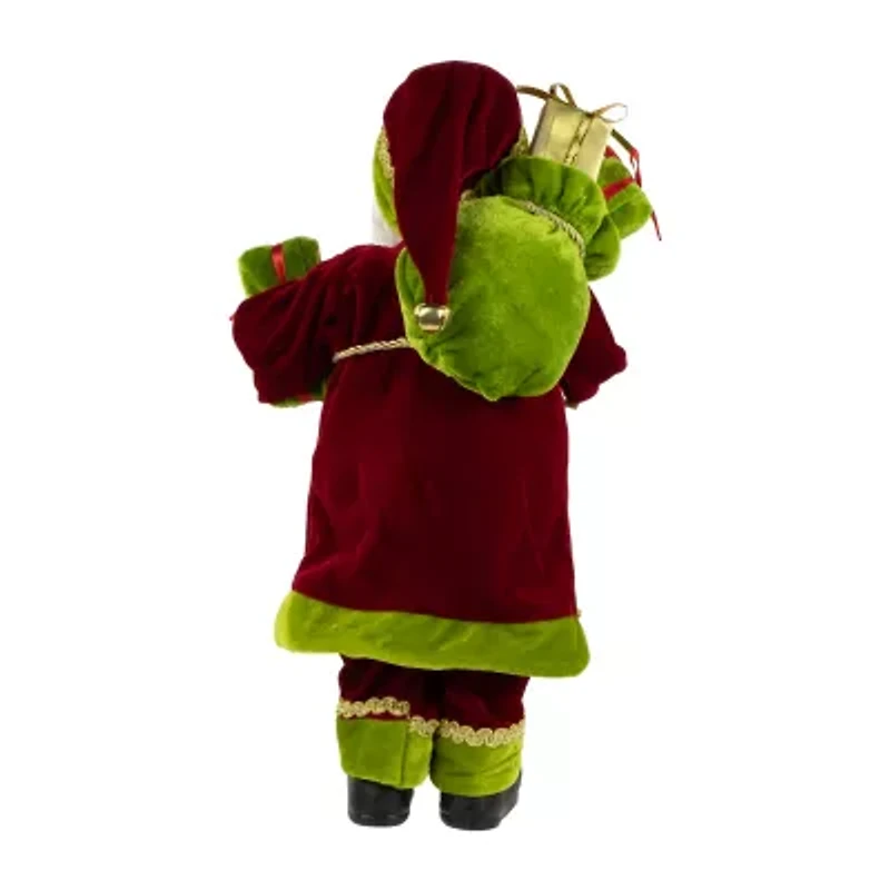 16'' Grand Imperial Red and Green Santa Claus with Gift Bag Christmas Figure
