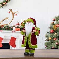 16'' Grand Imperial Red and Green Santa Claus with Gift Bag Christmas Figure