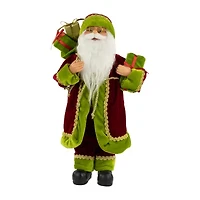 16'' Grand Imperial Red and Green Santa Claus with Gift Bag Christmas Figure