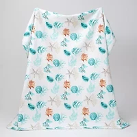 Linery Stripes Seashells Reversible Quilt Set