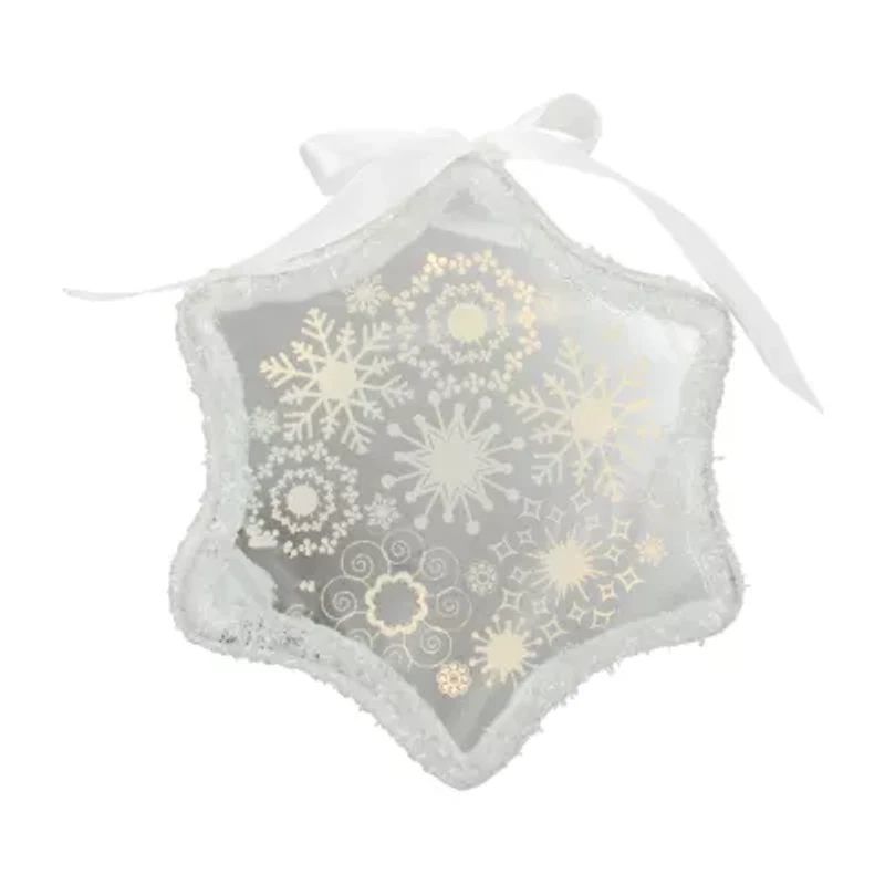 9'' White Pre-Lit LED Sparkle Snowflake Scene Christmas Ornament
