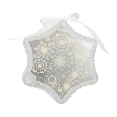 9'' White Pre-Lit LED Sparkle Snowflake Scene Christmas Ornament