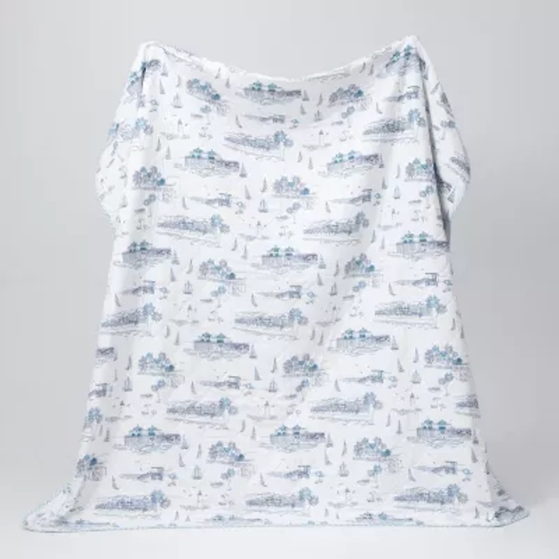 Linery Coastal Toile Reversible Reversible Quilt Set