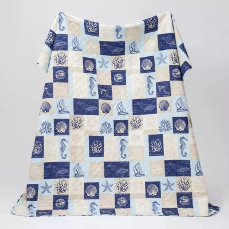 Linery Seashell Patchwork Reversible Quilt Set