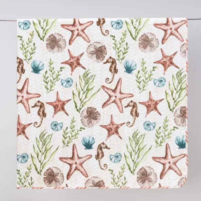 Linery Watercolor Sea Life Reversible Quilt Set