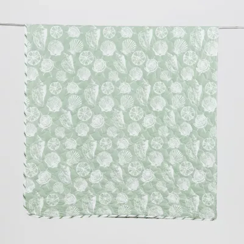 Linery Green Seashell Reversible Quilt Set
