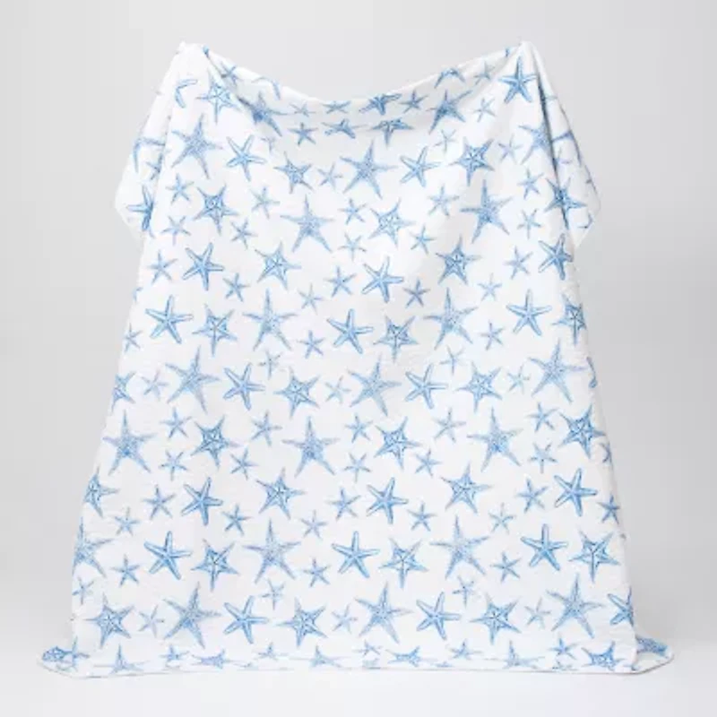 Linery Blue Starfish Reversible Quilt Set