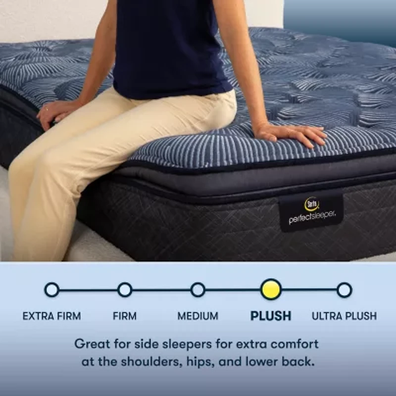 Serta Perfect Sleeper Cobalt Calm 15.25" Plush Pillow Top - Mattress + Box Spring