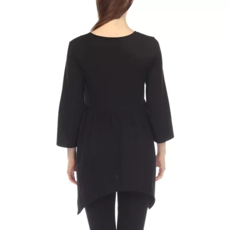 White Mark Womens V Neck Long Sleeve Tunic Top