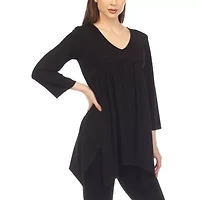 White Mark Womens V Neck Long Sleeve Tunic Top