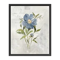 Lumaprints Blue Linen Peony Framed Canvas Art