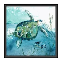 Lumaprints Delray Sea Turtle Framed Canvas Art