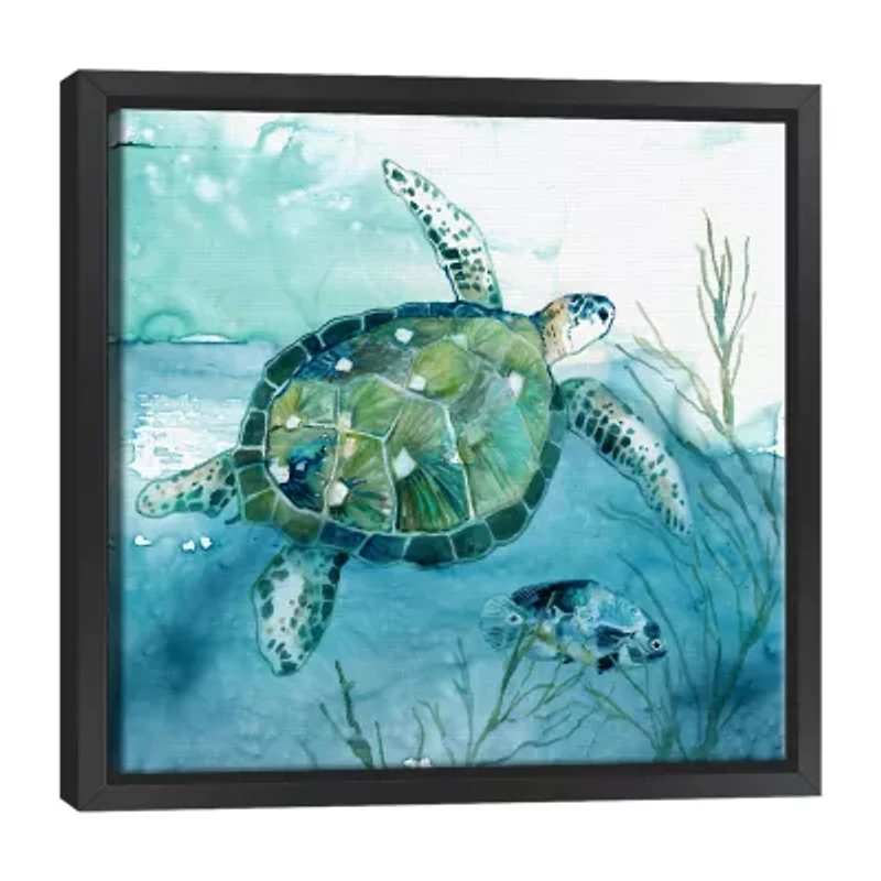 Lumaprints Delray Sea Turtle Framed Canvas Art