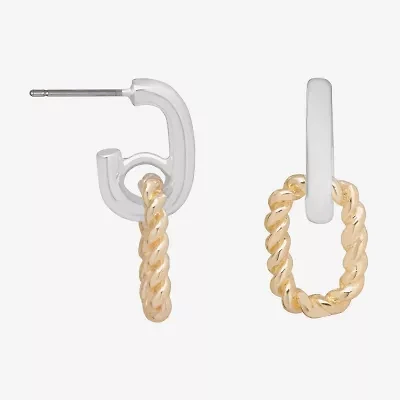 Bijoux Bar Delicates Two Tone Womens Oval Drop Earrings