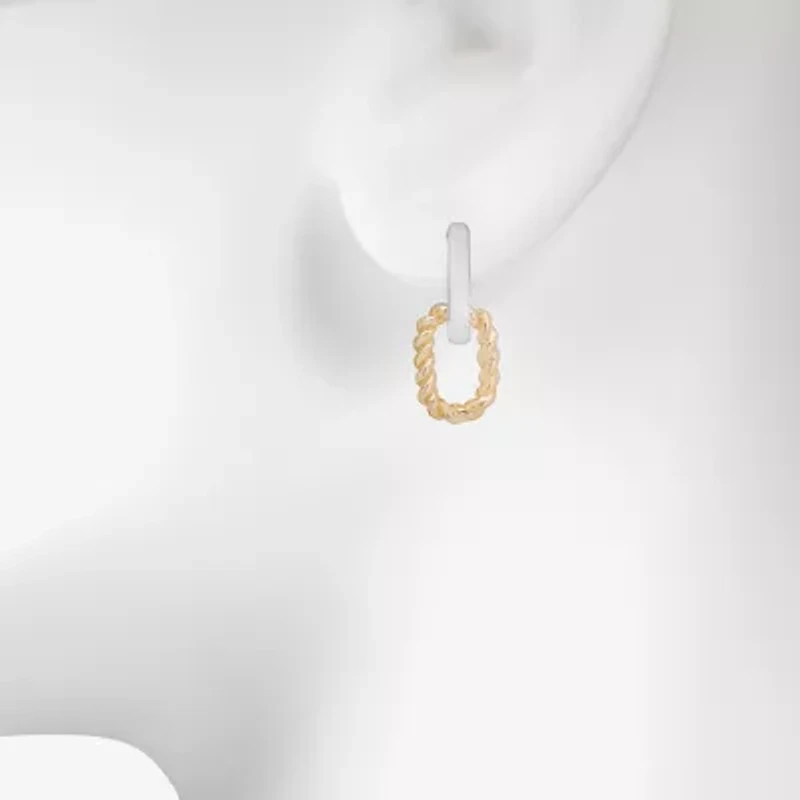 Bijoux Bar Delicates Two Tone Womens Oval Drop Earrings