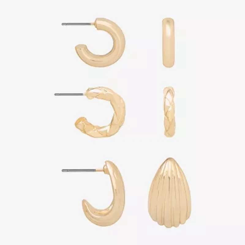 Bijoux Bar Delicates Gold Tone Womens 16mm Hoop Earrings