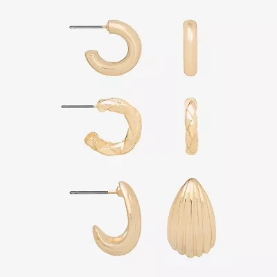 Bijoux Bar Delicates Gold Tone Womens 16mm Hoop Earrings
