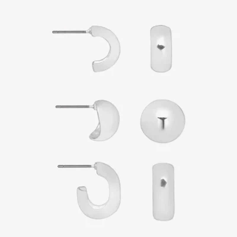 Bijoux Bar Delicates Silver Tone Womens 16mm Hoop Earrings