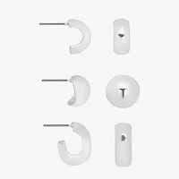 Bijoux Bar Delicates Silver Tone Womens 16mm Hoop Earrings