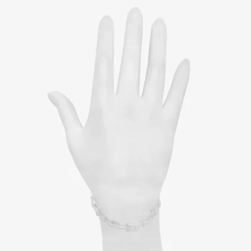 Bijoux Bar Delicates Silver Tone Womens 7.5 Inch Solid Link Chain Bracelet