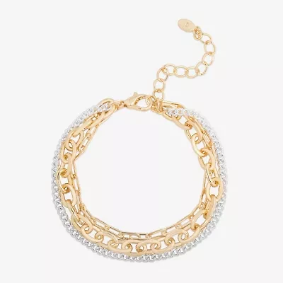Bijoux Bar Delicates Two Tone Womens 7.5 Inch Solid Link Chain Bracelet