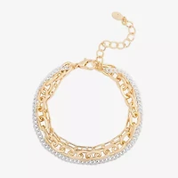 Bijoux Bar Delicates Two Tone Womens 7.5 Inch Solid Link Chain Bracelet