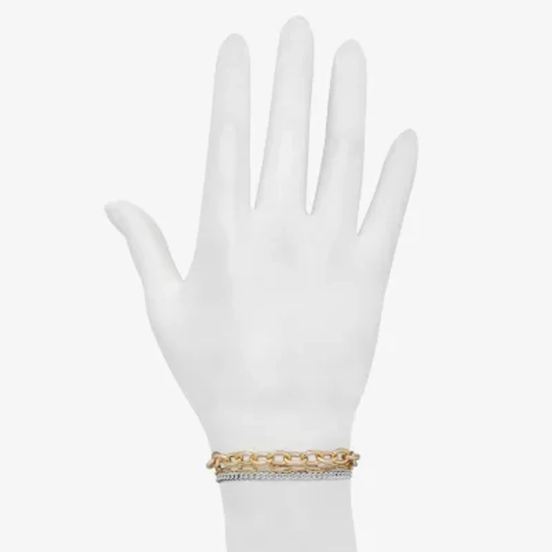 Bijoux Bar Delicates Two Tone Womens 7.5 Inch Solid Link Chain Bracelet