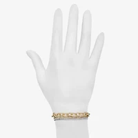 Bijoux Bar Delicates Two Tone Womens 7.5 Inch Solid Link Chain Bracelet