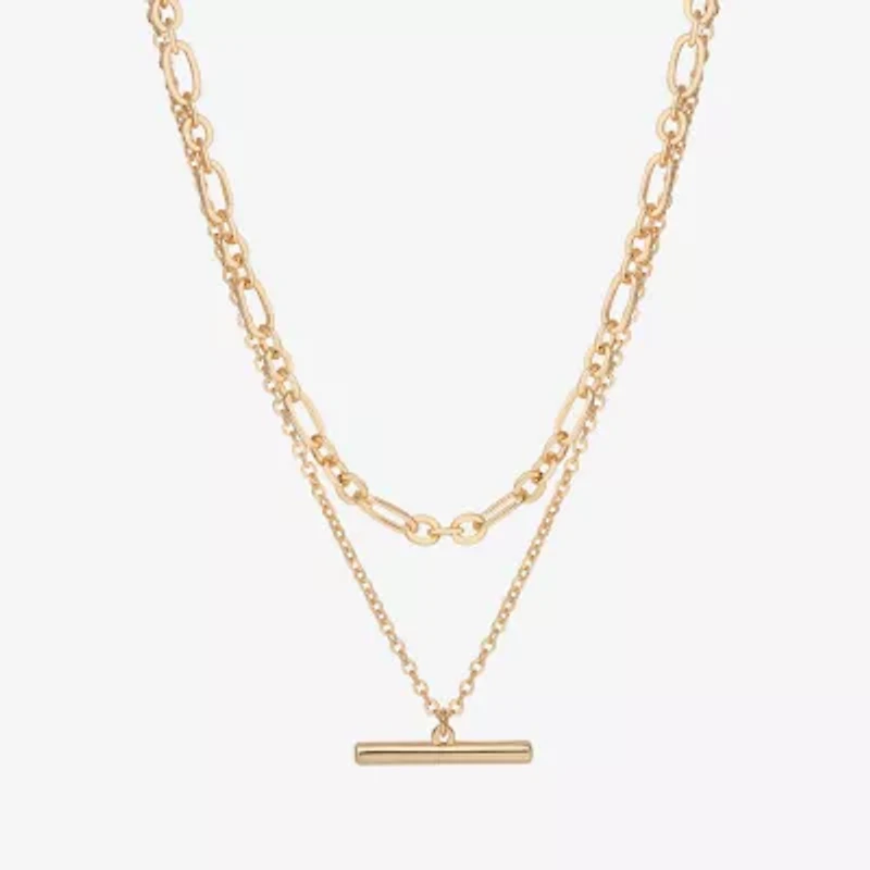 Bijoux Bar Delicates Gold Tone Womens 16 Inch Link Chain Necklace