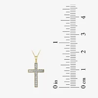 Womens 1/ CT. T.W. Lab Grown White Diamond 10K Gold Cross 18 Inch Pendant Necklace