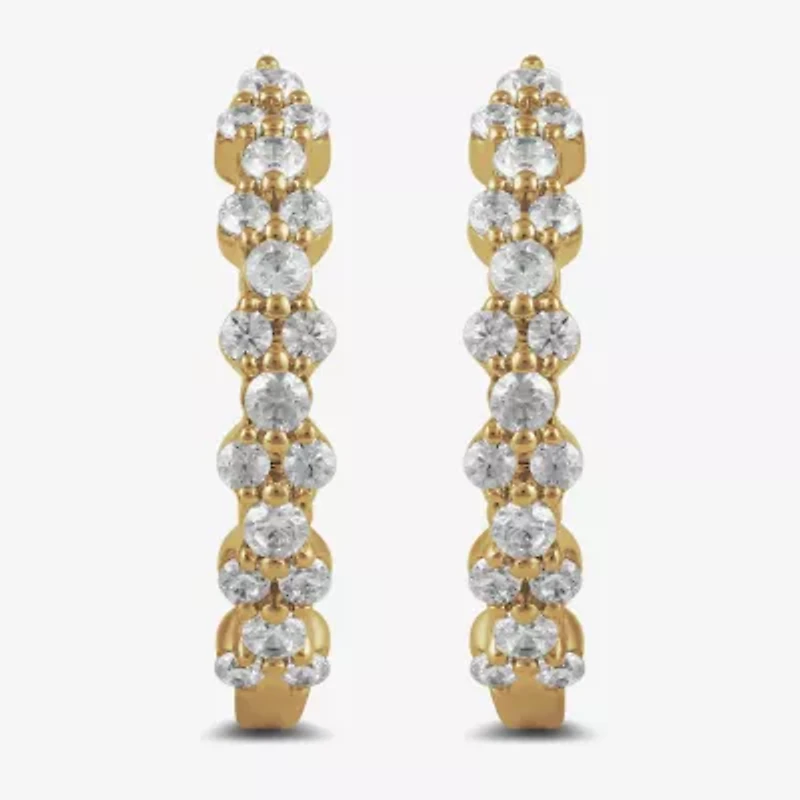 Womens 1/2 CT. T.W. Lab Grown White Diamond 10K Gold 16.8mm Hoop Earrings