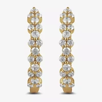 Womens 1/2 CT. T.W. Lab Grown White Diamond 10K Gold 16.8mm Hoop Earrings