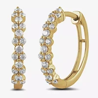 Womens 1/2 CT. T.W. Lab Grown White Diamond 10K Gold 16.8mm Hoop Earrings